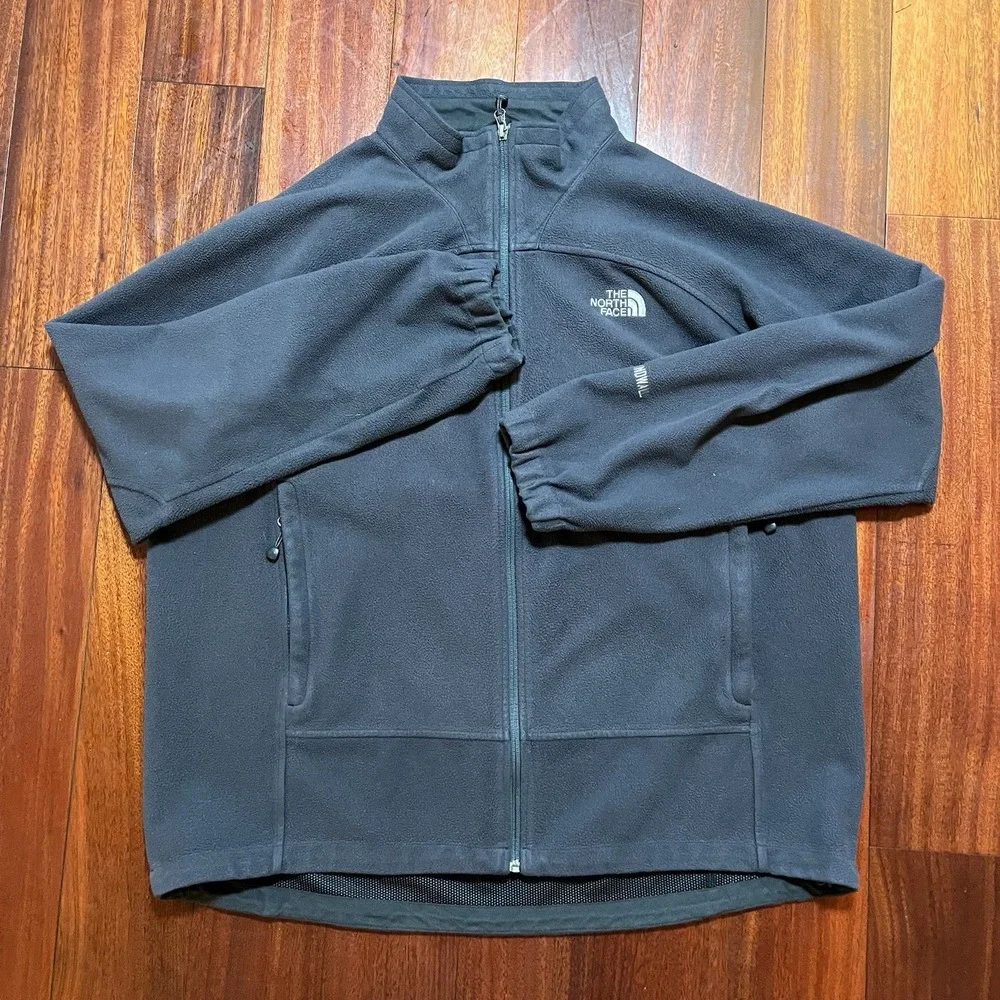 North Face Jacket Mens XXL 2XL Gray Windwall Fleece Windbreaker Zip Pockets